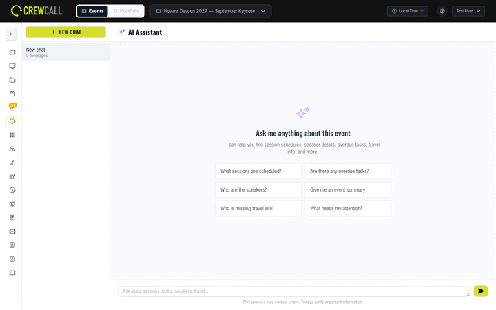 CrewCall AI chat assistant