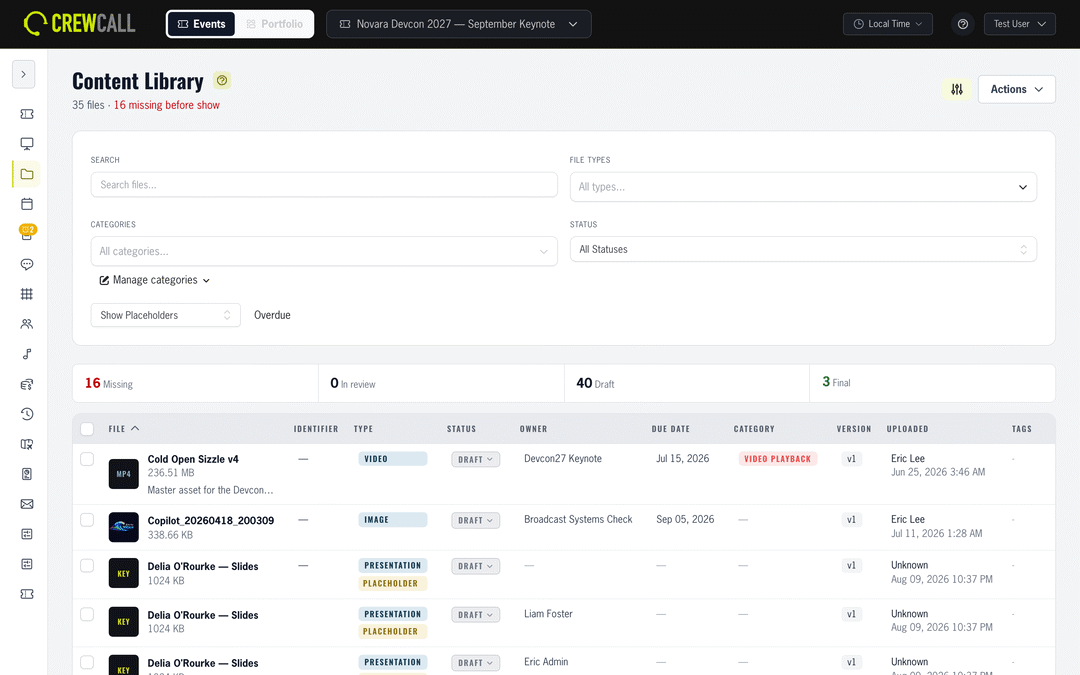 CrewCall content library